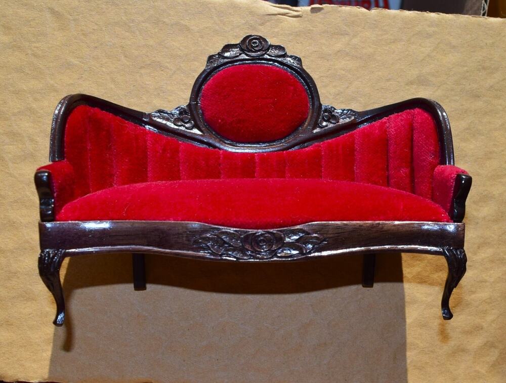 Sonia Messer Columbian Dollhouse Furniture Victorian Velvet Couch